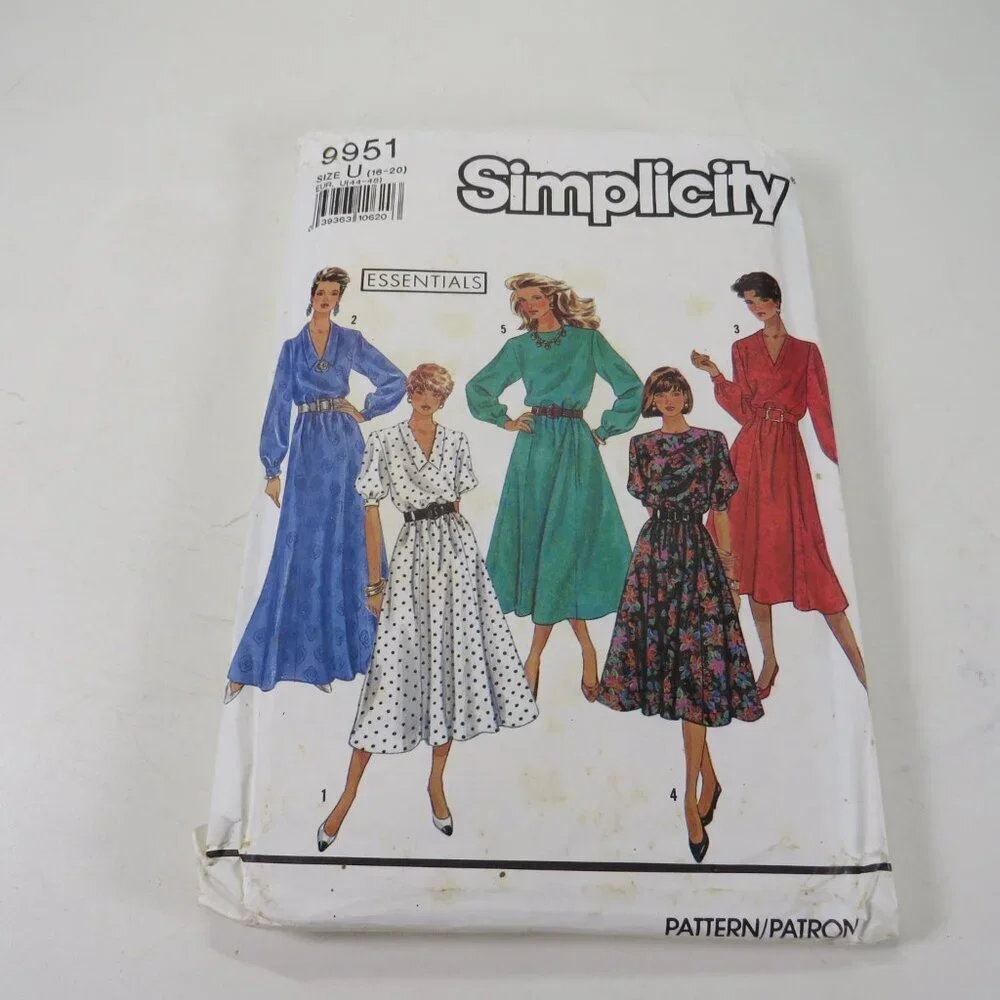 Simplicity 9951 clothing pattern Dress UNCUT 16-20